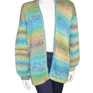 TEAL BREEZE BUBBLE SLEEVE CARDIGAN